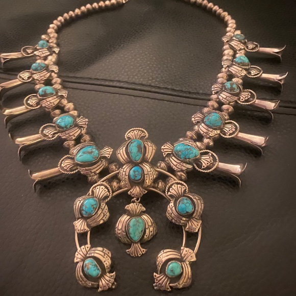 HOST PICK! 1970’s Museum Quality Navajo & Zuni Squash-blossoms Silver Necklaces - Picture 2 of 11